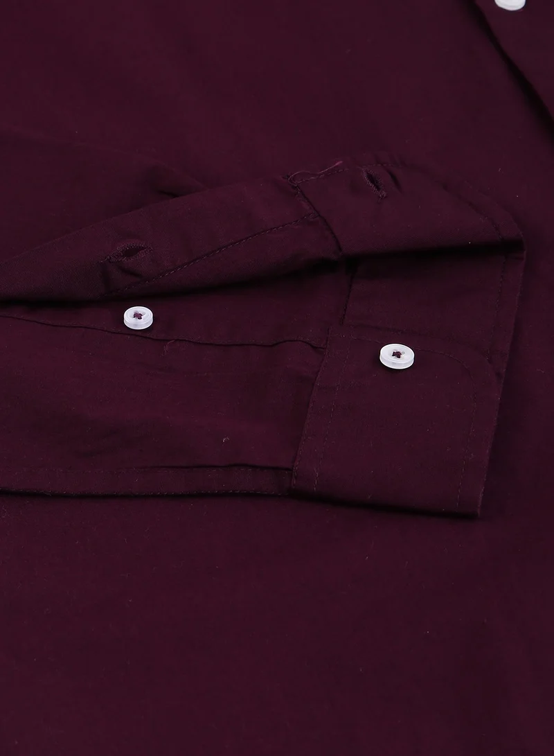 Dennis Lingo Men's Purple Slim Fit Casual Spread Shirt