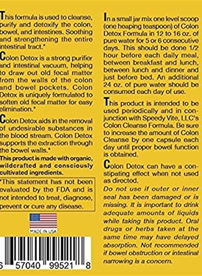 SpeedyVite ® Colon Detox Organic Supports Natural Removal of Toxins* Charcoal Psyllium Flax Apple Fiber Slippery Elm Fennel 10oz All Natural Powder (1 x 10oz) - Image 3