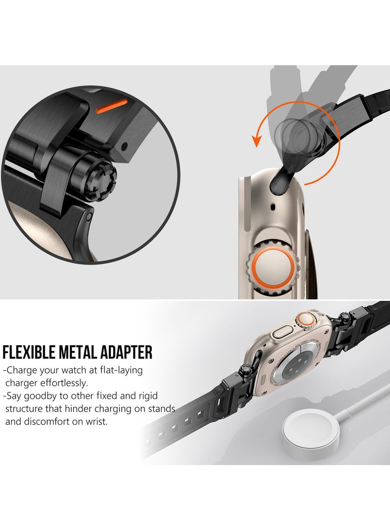 Durable Metal Connector Strap for Apple Watch Ultra and Series 9/8/7/6/SE, Rugged TPU Sport Replacement Band (49mm/45mm/44mm/42mm) - Image 3