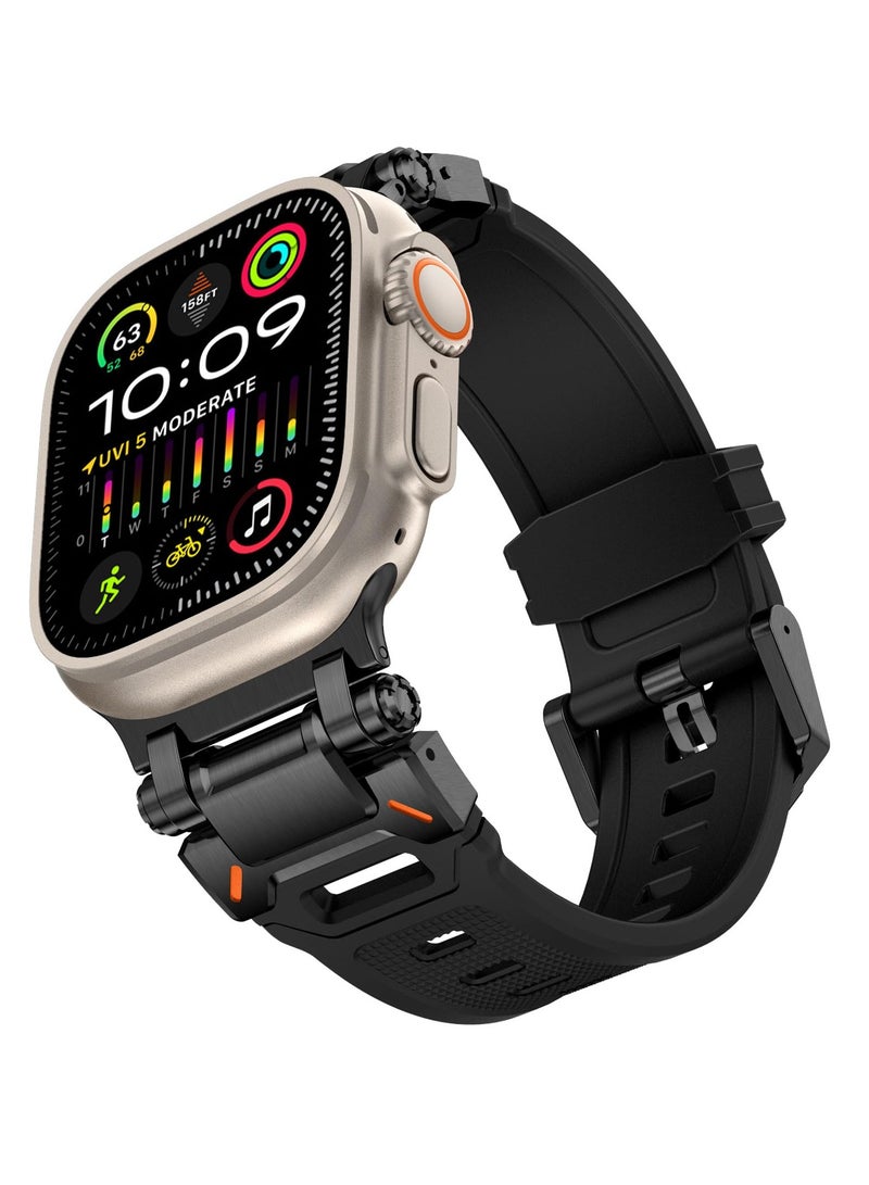Durable Metal Connector Strap for Apple Watch Ultra and Series 9/8/7/6/SE, Rugged TPU Sport Replacement Band (49mm/45mm/44mm/42mm) - Image 1