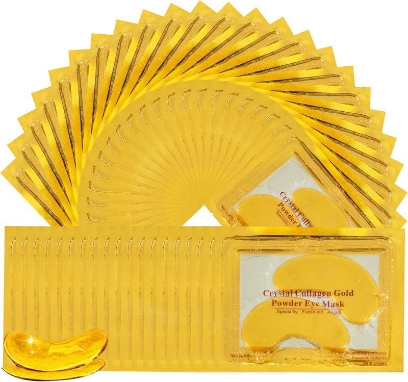 20 Pairs Under Eye Treatment Masks 24K Gold Collagen Eye Gel Pads Moisturizing Under Eye Patches Golden Eye Mask for Dark Circles Anti Wrinkle Puffy Eyes Hydrating