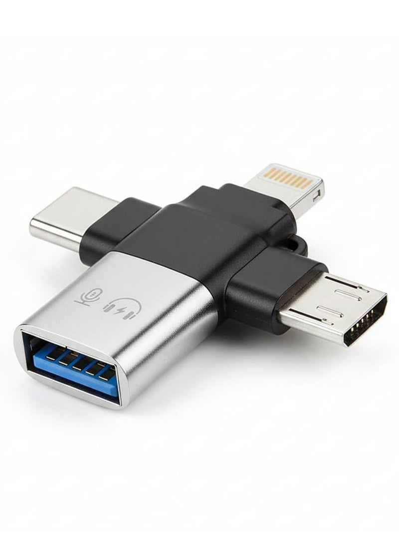 3 in 1 OTG USB Adapter, HGP-121 Multiport Converter for Smartphones and Laptops, Fast Data Transfer & Charging, Compact and Integrated Design for Universal Connectivity - Image 1