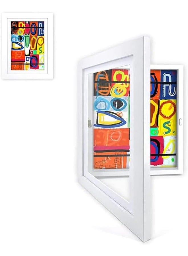 Kids Artwork Picture Frames Wood Display 8.5x11,Art Frames Front Opening Holds 50, White Great for Kids Drawings, Children Art Projects  - Image 1