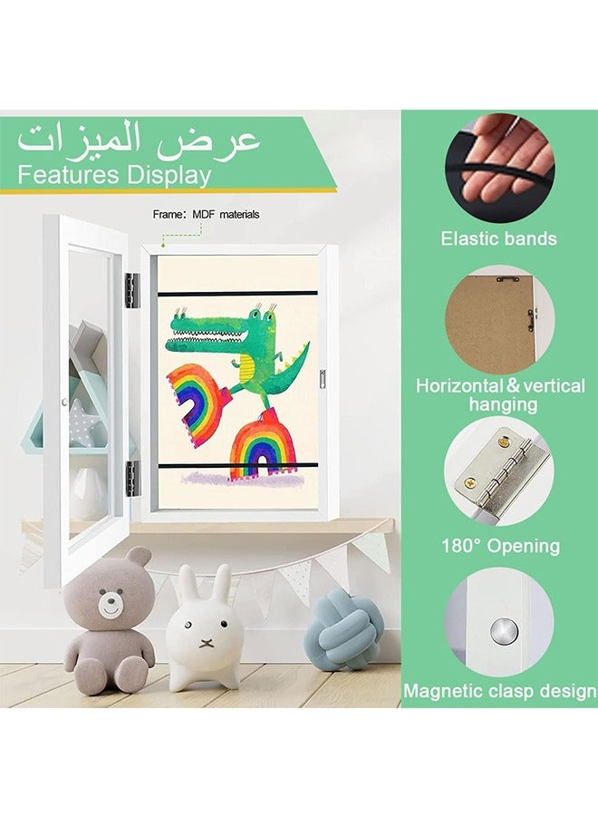 Kids Artwork Picture Frames Wood Display 8.5x11,Art Frames Front Opening Holds 50, White Great for Kids Drawings, Children Art Projects  - Image 3
