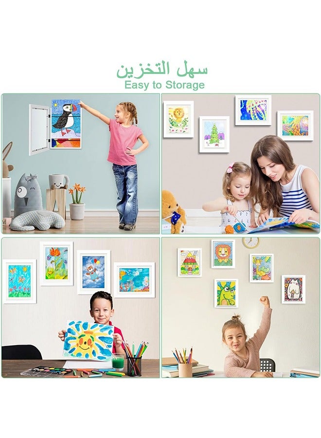 Kids Artwork Picture Frames Wood Display 8.5x11,Art Frames Front Opening Holds 50, White Great for Kids Drawings, Children Art Projects  - Image 5