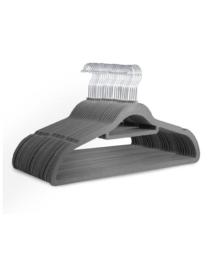 D'HOME Non-Slip Velvet Suit Hangers - Ultra Thin Space Saving 360 Degree Swivel Hook Strong and Durable Clothes Hangers Hold Up-to 10 Lbs, for Coats, Jackets, Pants, Dress Clothes (25, Grey)  - Image 1