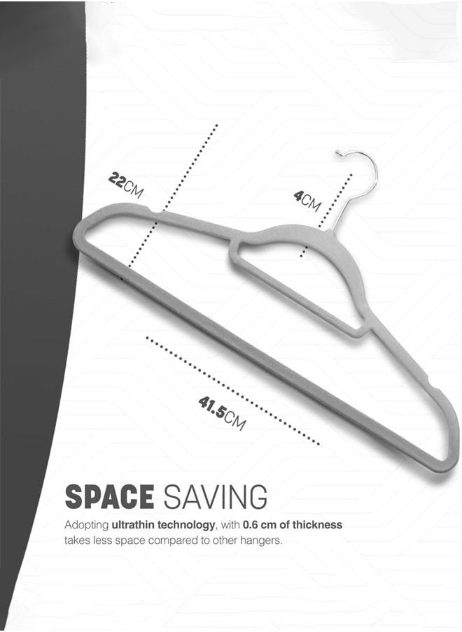 D'HOME Non-Slip Velvet Suit Hangers - Ultra Thin Space Saving 360 Degree Swivel Hook Strong and Durable Clothes Hangers Hold Up-to 10 Lbs, for Coats, Jackets, Pants, Dress Clothes (25, Grey)  - Image 2
