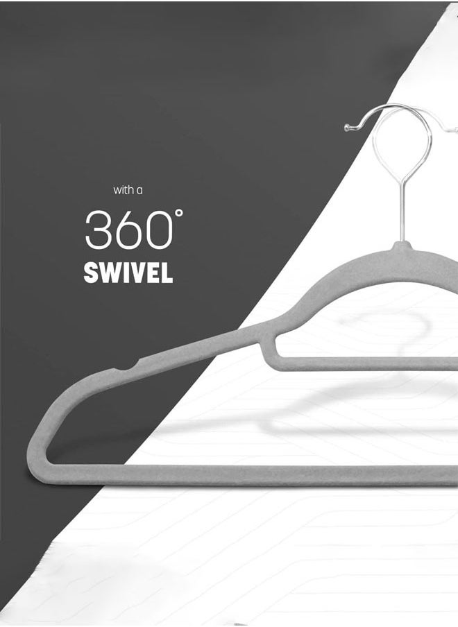 D'HOME Non-Slip Velvet Suit Hangers - Ultra Thin Space Saving 360 Degree Swivel Hook Strong and Durable Clothes Hangers Hold Up-to 10 Lbs, for Coats, Jackets, Pants, Dress Clothes (25, Grey)  - Image 5