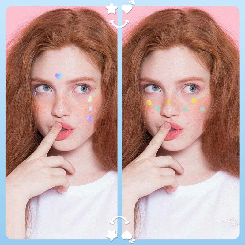 FUANKANG Pimple Patches for Face, Colorful Hydrocolloid Patches, Good for blemishes with a head and visible gunk , Cute Round Heart Acne Patch, 104 Count (With a mirror case) - Image 2