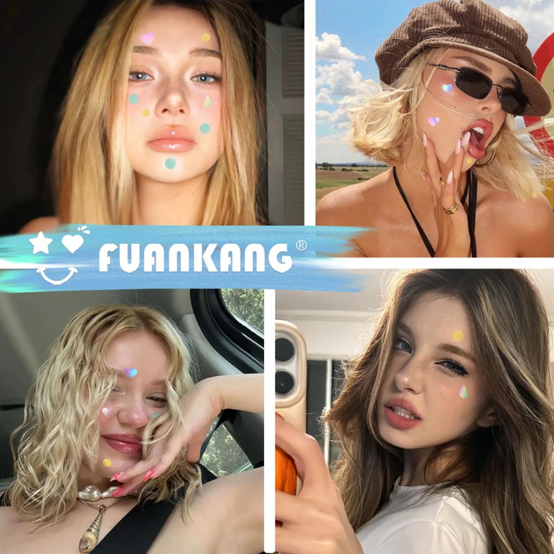 FUANKANG Pimple Patches for Face, Colorful Hydrocolloid Patches, Good for blemishes with a head and visible gunk , Cute Round Heart Acne Patch, 104 Count (With a mirror case) - Image 5