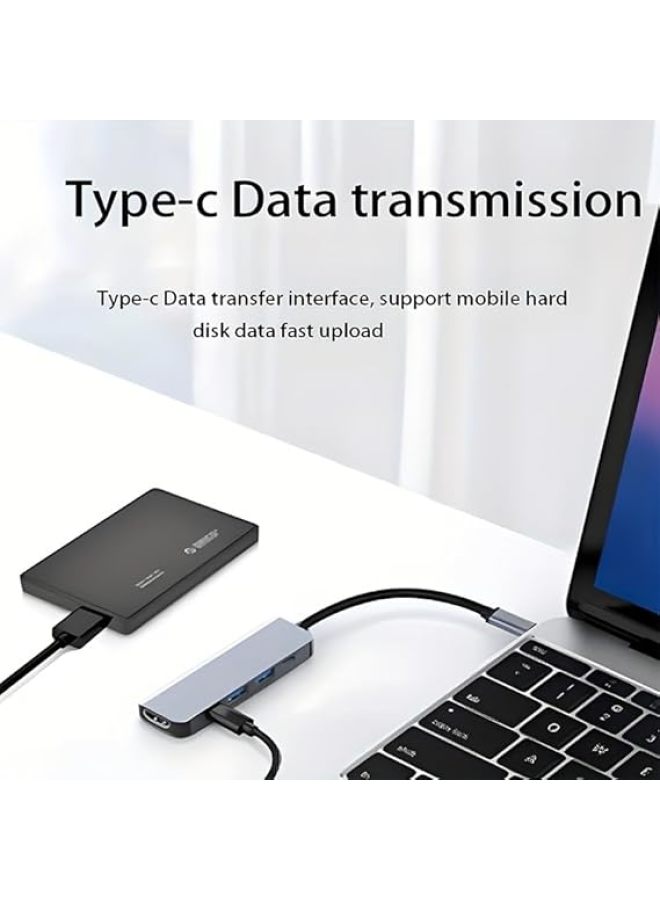 محول 5 في 1 من Type-C إلى HDTV | 4K 60Hz سبيكة ألومنيوم للابتوب وماك بوك وآيباد | حجم مضغوط بطول 9.5 سم، HDTV/USB3.0+2.0/شحن PD - Image 3