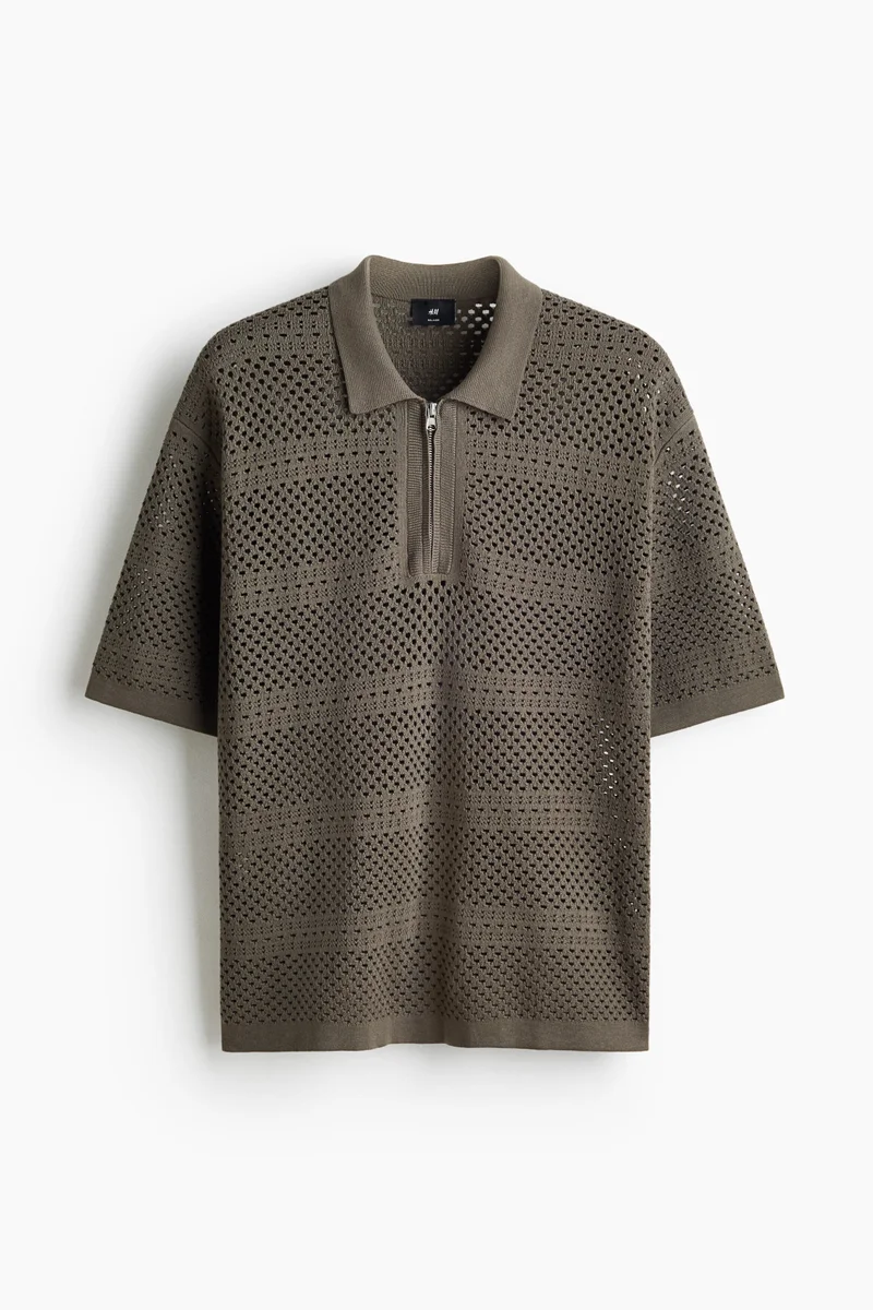 H&M  Relaxed Fit Hole-knit polo shirt for Men | Best Price UAE