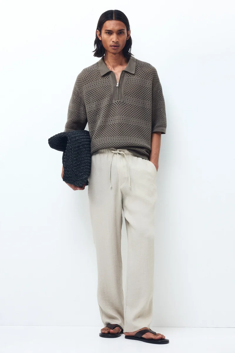 H&M  Relaxed Fit Hole-knit polo shirt for Men | Best Price UAE