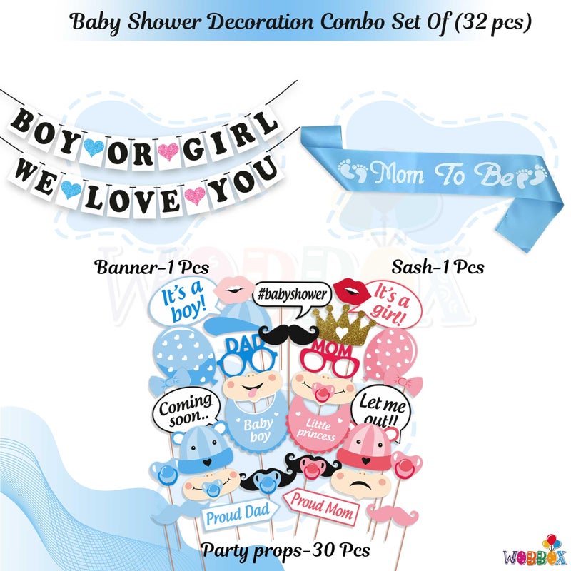 Wobbox Baby Shower Decoration Items| Baby Shower Ceremony Photo Booth Props for Photoshoot, Baby Shower Banner& Mom to Be Sash, Godh Bharai Ceremony Decoration Kit-(FP4680) - Image 2