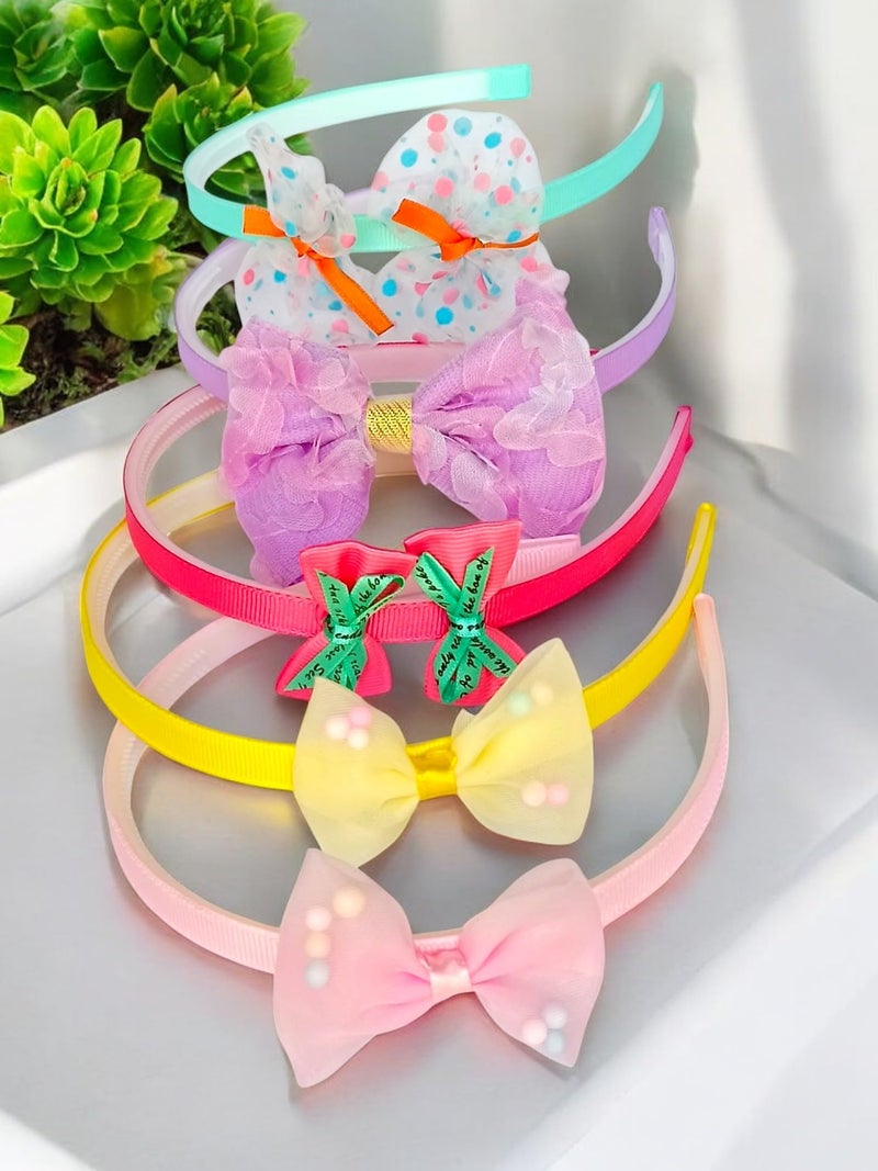 NEOBABY Bow Hairband Shiny Bow Knot Teeth Plastic Hairband for Girls Hair Band Stylish Hair Accessories for Women & Girls (Pack of 4 Pcs, Random Designs) - Image 5