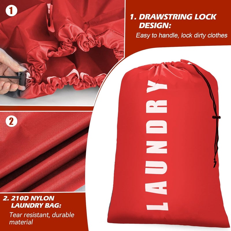 Isink Laundry Bag, 2 Pack Travel Laundry Bags for Dirty Clothes, Large Laundry Bags for Camping & Traveling, Dirty Clothes Travel Bag, 24" x 36" (Black + Red) - Image 2