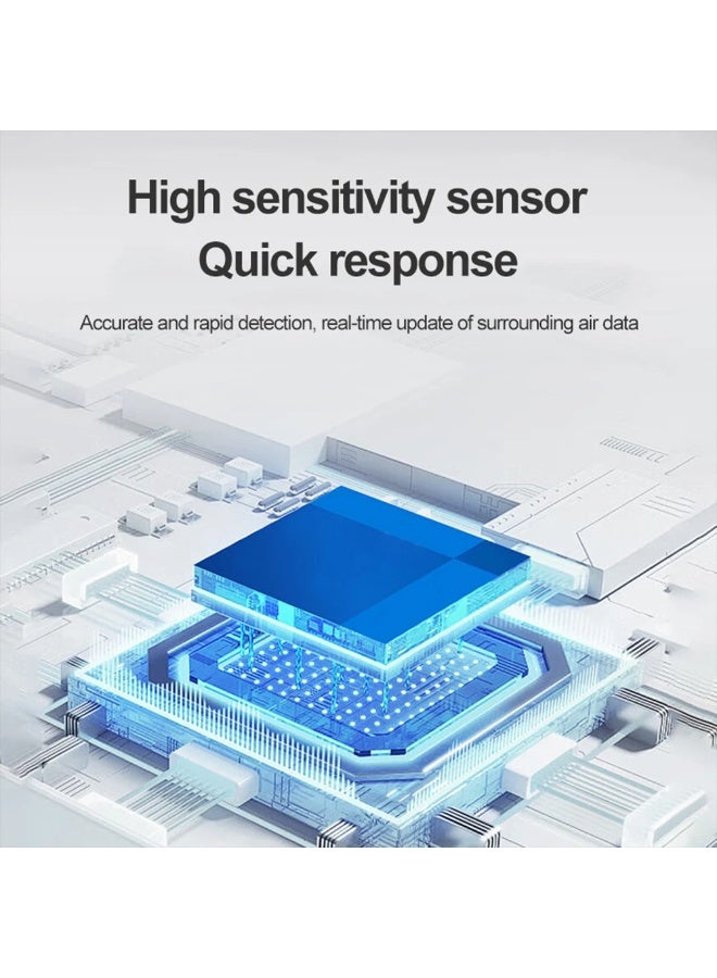 جهاز كشف أول أكسيد الكربون 3 في 1، شاشة LCD عالية الدقة، جهاز مراقبة جودة الهواء لأول أكسيد الكربون، بطارية 1000 مللي أمبير في الساعة، جهاز إنذار كاشف أول أكسيد الكربون، مستشعر درجة الحرارة والرطوبة، ضروري للسفر. - Image 2