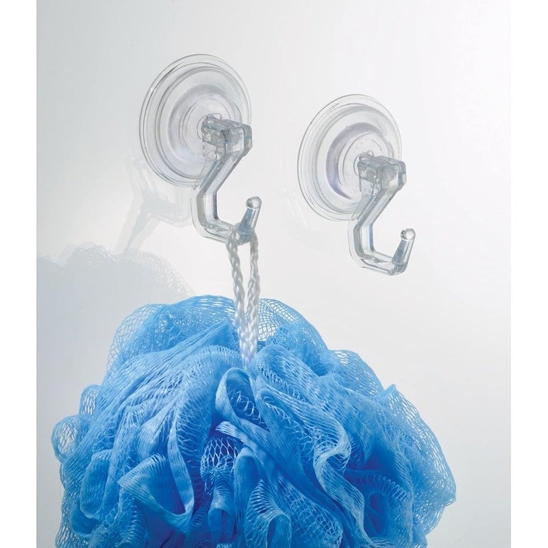InterDesign 4-Pack Power Lock Bathroom Shower Plastic Suction Cup Hooks Combo for Wall for Kitchen, Bathroom, Bedroom, Keys, Bag, Towels - Clear - Image 3