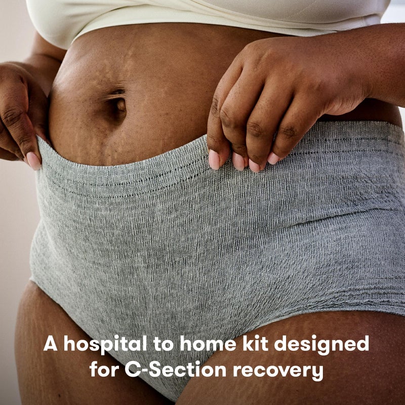 C-Section Recovery Must Have Kit for Labor, Delivery,  Postpartum, Socks, Peri Bottle, Disposable Underwear, Abdominal Support Binder, Shower Wipes, Silicone Scar Patches,  Toiletry Bag - Image 2
