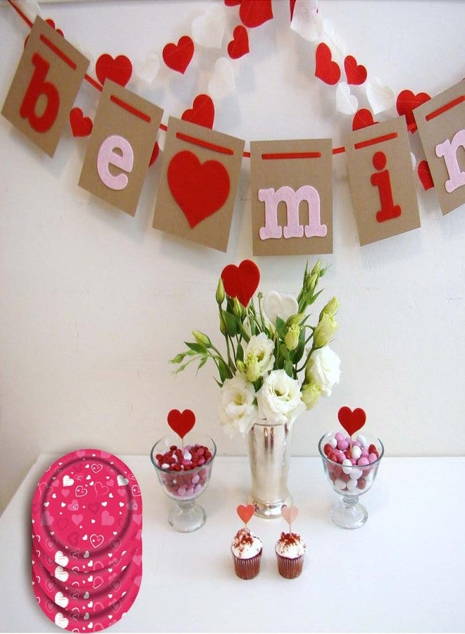 ASVNRES Valentine's Day Heart Love Paper Plates Party Theme Paper Plates, Pink Disposable Plates Love Party Round Plate (16) - Image 4