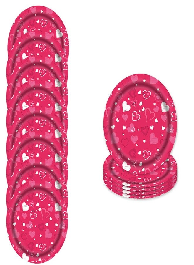 ASVNRES Valentine's Day Heart Love Paper Plates Party Theme Paper Plates, Pink Disposable Plates Love Party Round Plate (16) - Image 1