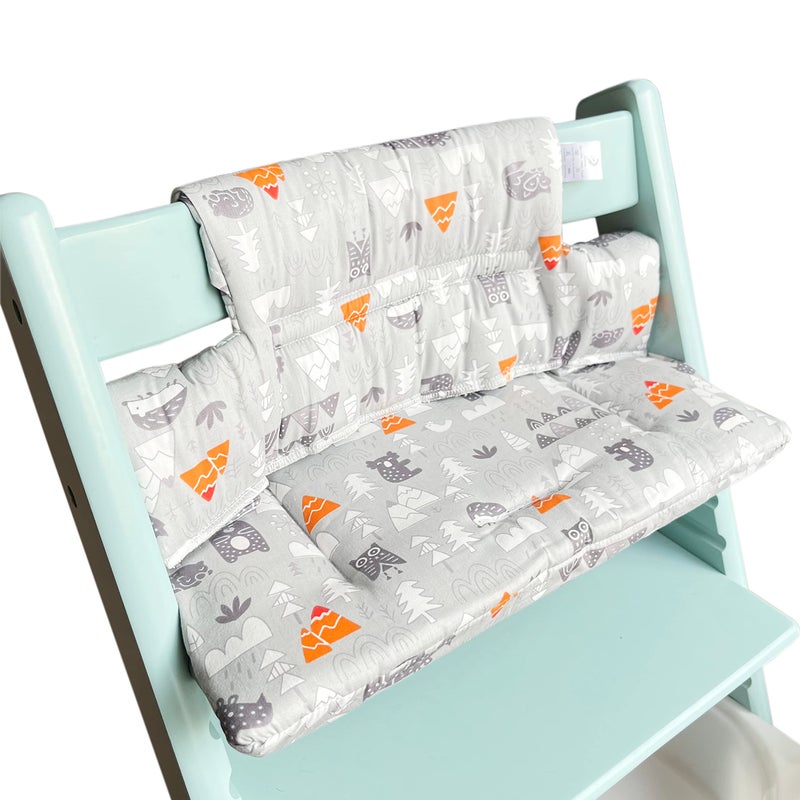 ZARPMA Highchair Cushion Compatible with Stokke Tripp Trapp Chiar High Chair Insert Cotton Fabric Cover Filled with Cotton Padding (Grey Forest) - Image 2
