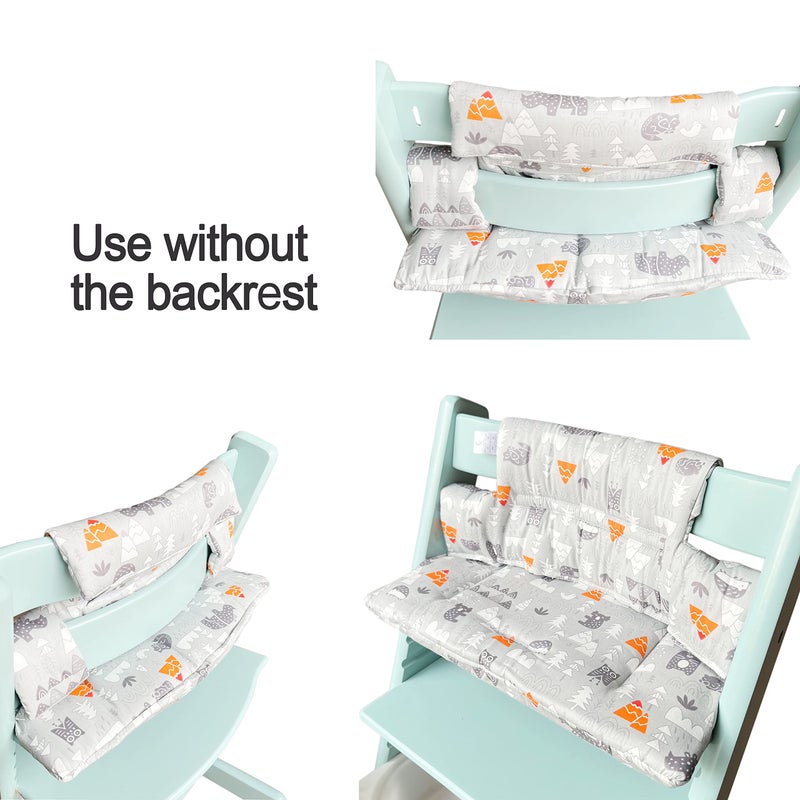 ZARPMA Highchair Cushion Compatible with Stokke Tripp Trapp Chiar High Chair Insert Cotton Fabric Cover Filled with Cotton Padding (Grey Forest) - Image 5
