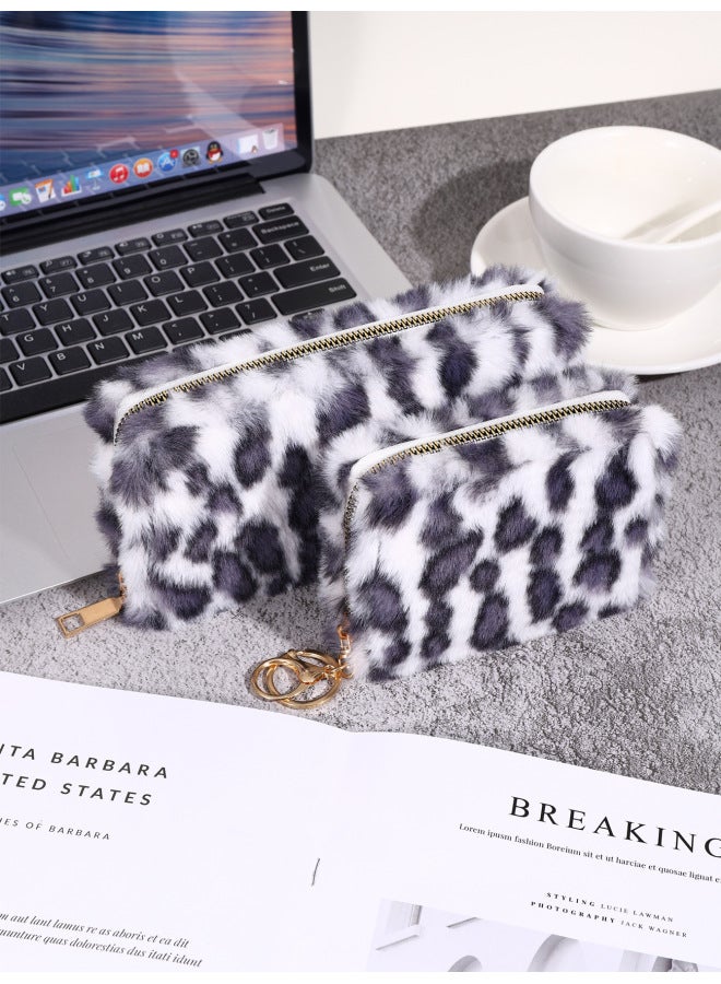 New Suit Creative Plush Coin Purse Fashion Leopard Print Plush Wallet Niche Simple Furry Card Holder