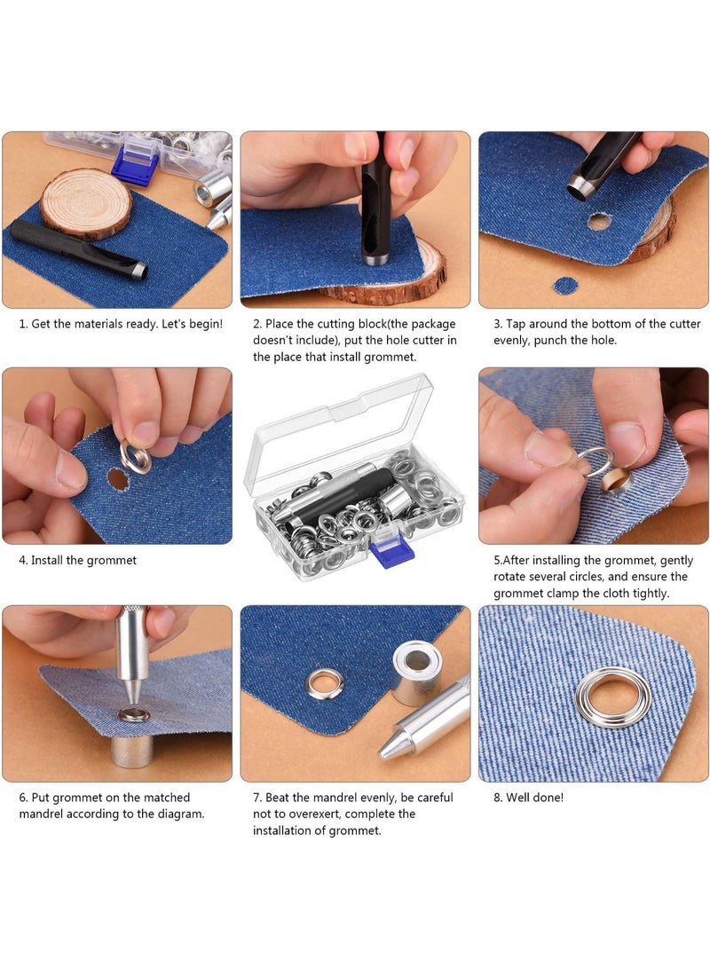 Ahvqevn Grommet Tool Kit, Grommet Setting Tool and 100 Sets Grommets Eyelets with Storage Box (1/2 Inch Inside Diameter) - Image 4