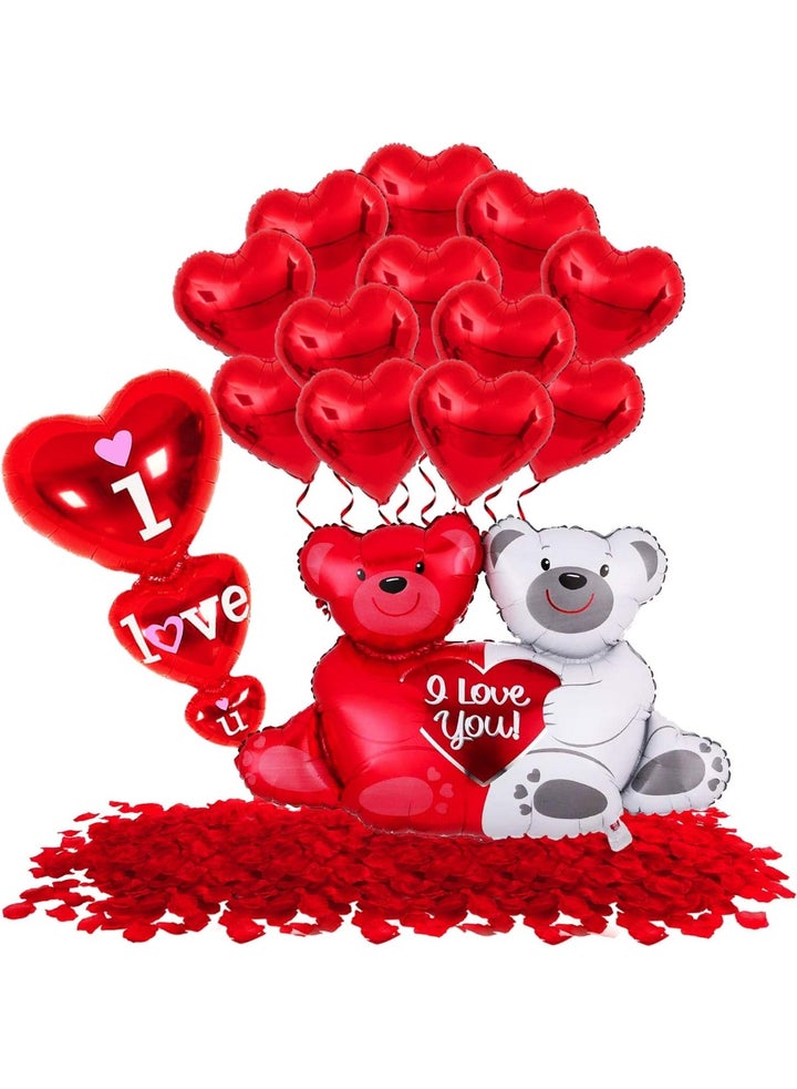 Buy KATCHON Heart Balloons And Teddy Bear Balloons Set - 1000 Red Rose ...