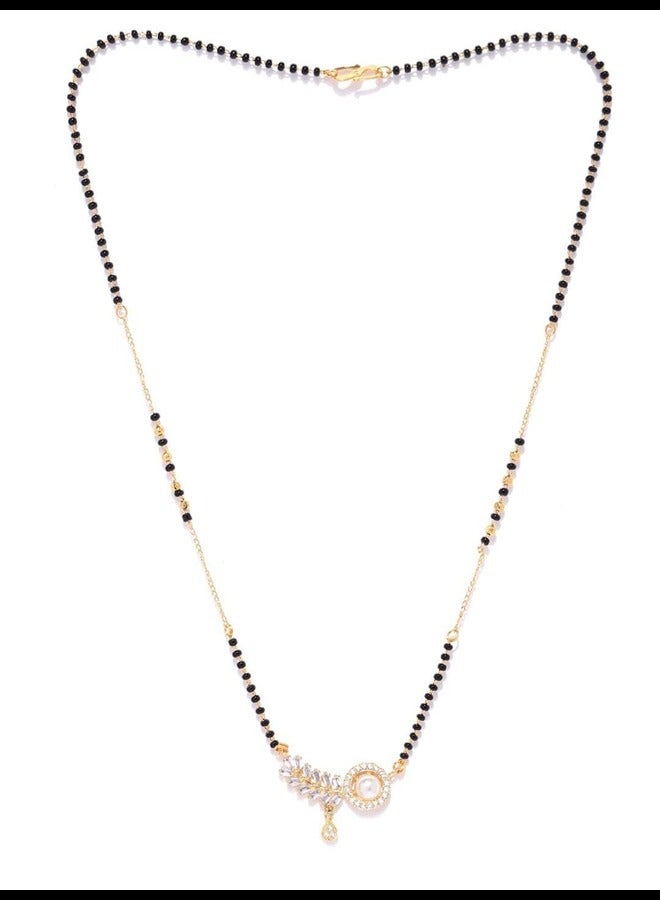 Priyaasi Priyaasi American Diamond Mangalsutra for Women | Black Beads Mangalsutra for Women | Modern Short Style  - Image 1