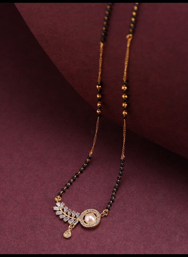 Priyaasi Priyaasi American Diamond Mangalsutra for Women | Black Beads Mangalsutra for Women | Modern Short Style  - Image 2