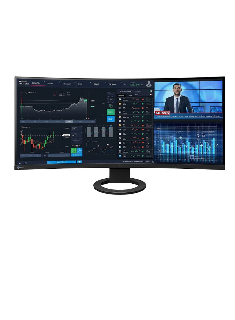EIZO FlexScan EV3895 37.5-Inch UWQHD+ (3840 x 1600) Ultra Wide Curved Monitor 
(Black) / 24:10 Aspect Ratio/Anti-Glare IPS/Anti-Fatigue Reduction - Image 1