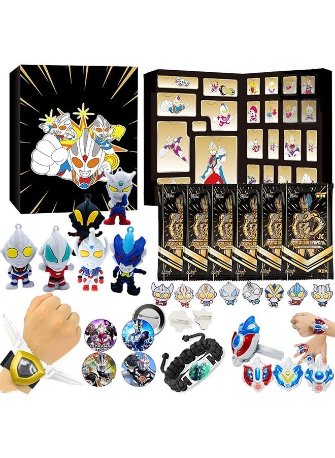 Mystery Box Toys, Cute Cartoon Action Figure Blind Box, Collectible Toy Set with Anime Figure Keychain,Necklace,Pendant,Ring or Badge,Ideal Birthday Christmas Gift for Kids,Children Party Favors(Ultraman)