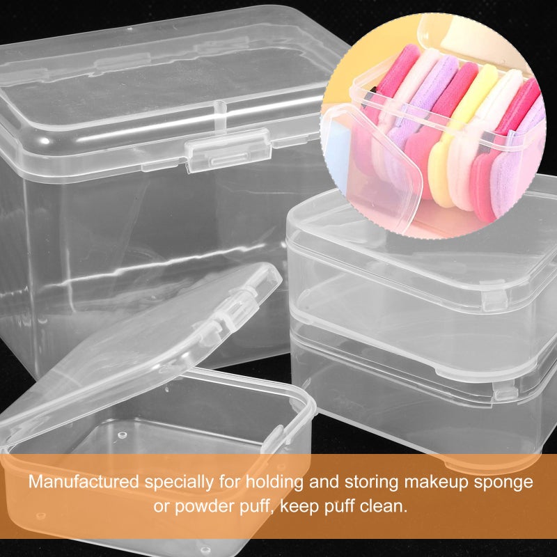 4pcs Transparent Makeup Sponge Box Portable Cosmetic Holder Versatile Box for Powder Puff - Image 3