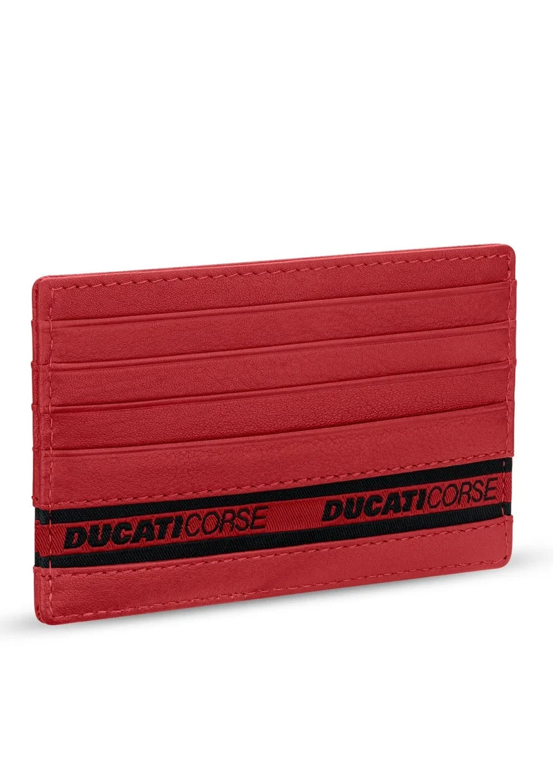 Ducati Corse Nastro Black Genuine Leather Card Holder For Men