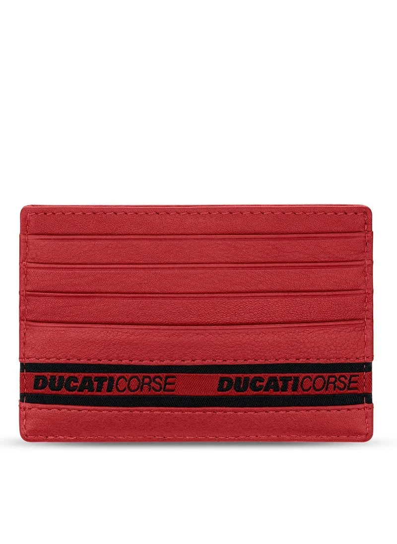 Ducati Corse Nastro Black Genuine Leather Card Holder For Men