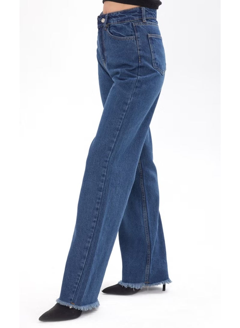 Tofisa 23663-COFFEE-TINT-WASH Wide Leg High Waist Wide Leg Jeans - Image 3