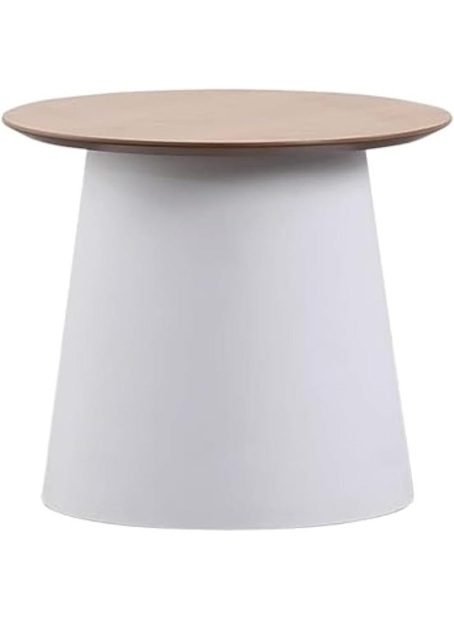 Daamudi KAI Round Table, Minimalist Center Table or Coffee Table for Home & Office, Low Sofa Side Table, End Table, Couch TeaTable for Living Room, Bedroom or Office Space (WHITE, SMALL)