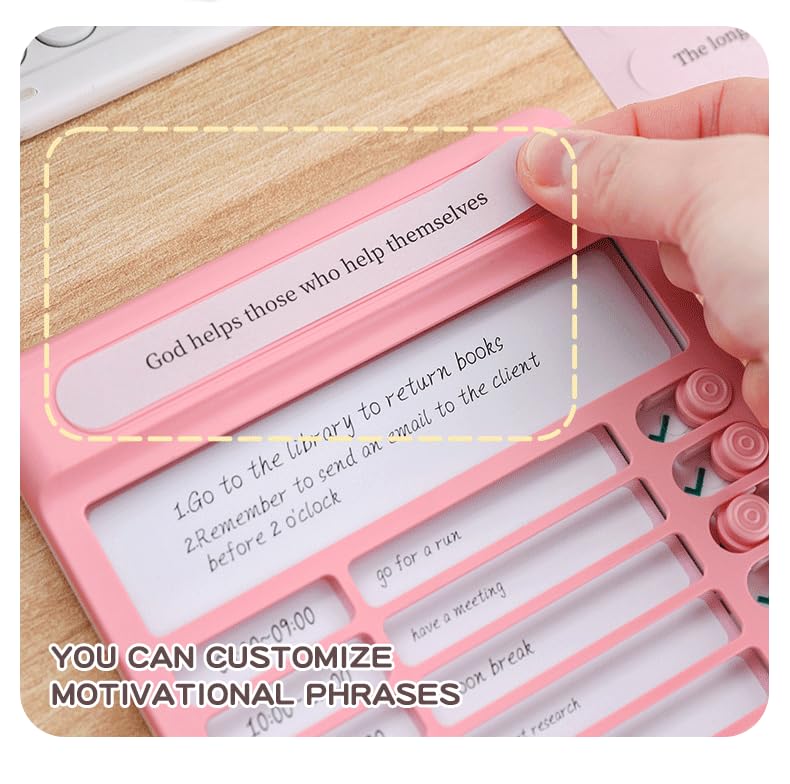 ZIVIK Habit Tracker Daily Planner Board for Kids & Adults | Reusable To-Do List Chore Chart with 15 Detachable Cards, Weekly Record & Motivation Paper | Plastic Checklist Routine Planner (Pink) - Image 4