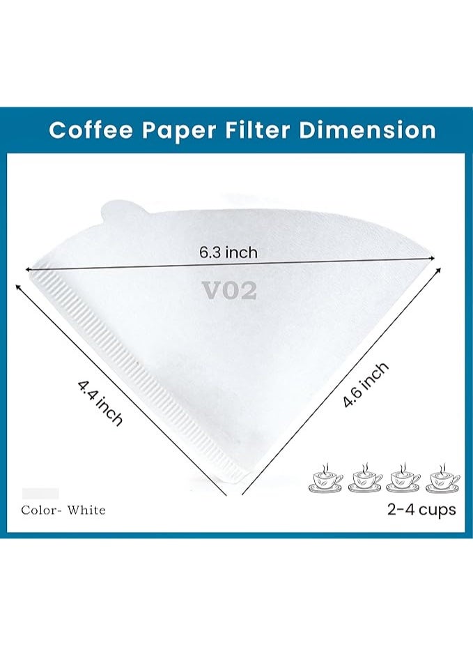 Coffee Filters V60 Cone Paper White 100pcs Coffee Filters Unbleached Paper Filters Compatible with Pour Over Drippers 2 4 Cups Size 02 Coffee Filters v60  - Image 4