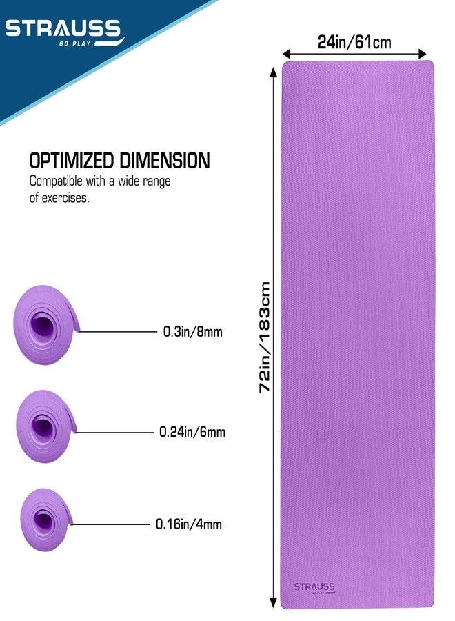 STRAUSS EVA Yoga Mat with Carry Strap | Non-Slip Exercise Mat for Home & Gym | Eco-Friendly, Lightweight & Durable Workout Mat | Ideal for Yoga, Pilates, Fitness | Ideal for Men & Women,4mm,(Purple) - Image 4