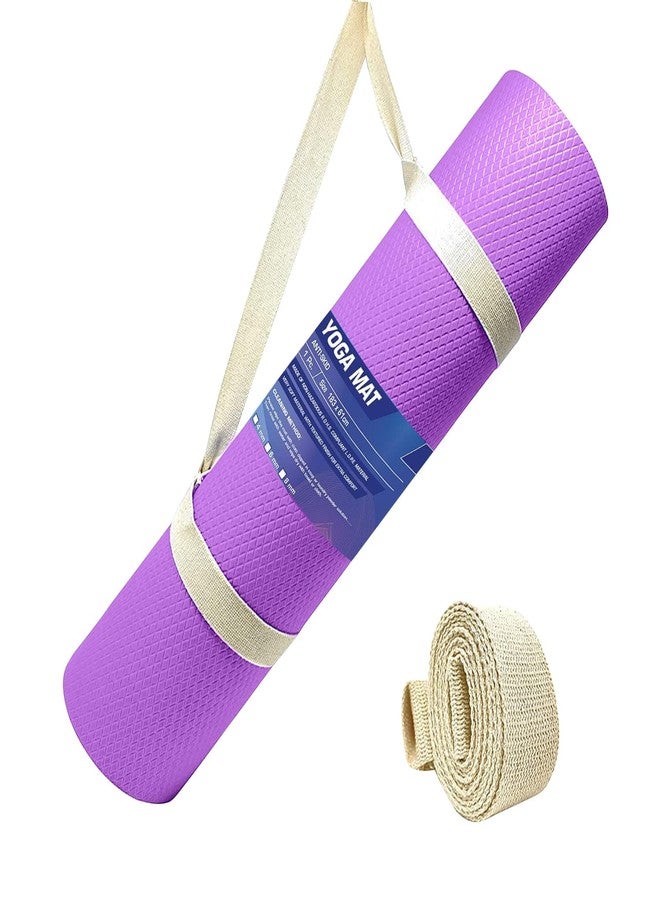 STRAUSS EVA Yoga Mat with Carry Strap | Non-Slip Exercise Mat for Home & Gym | Eco-Friendly, Lightweight & Durable Workout Mat | Ideal for Yoga, Pilates, Fitness | Ideal for Men & Women,4mm,(Purple) - Image 1