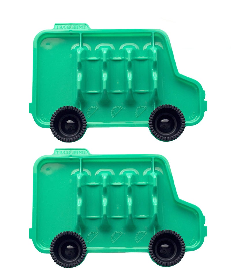 Evriholder Taco Truck Plate 2 Pack Fun Shape for Tacos Great for Parties Whole Taco Meal for Kids and Adults Green Includes 2 Plates and 4 Salsa Cups one size 1987A2P6AMZ