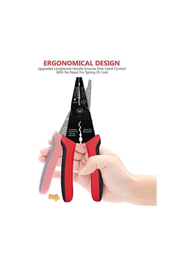 PROMASS promass Wire Stripper: Multifunctional Wire Cutter Crimping Stripping Plier Tool Self-adjusting Wire Crimping Tool Automatic Cables Crimper Wire Stripping Cutting Crimping Cut up to 24 AWG  - Image 4