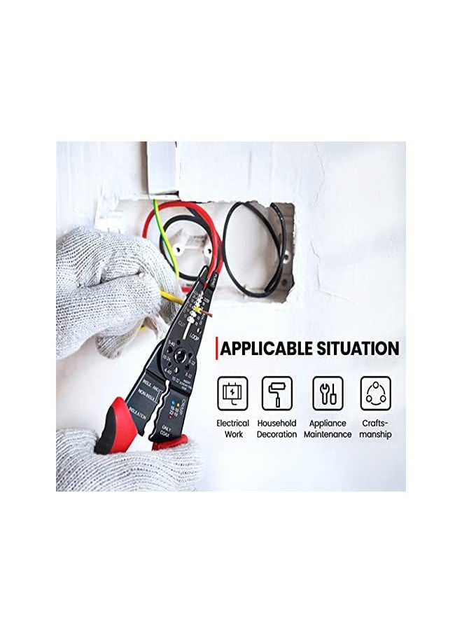 PROMASS promass Wire Stripper: Multifunctional Wire Cutter Crimping Stripping Plier Tool Self-adjusting Wire Crimping Tool Automatic Cables Crimper Wire Stripping Cutting Crimping Cut up to 24 AWG  - Image 2