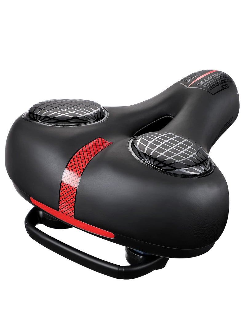 SYOSI Bike Seat for Comfort Men Women, Wide Bicycle Seat Cushion with Gel Memory Foam, Dual Shock Absorbing Ball, Waterproof Soft Bike Saddle Cushion for Peloton, Exercise or Road Bikes - Image 1
