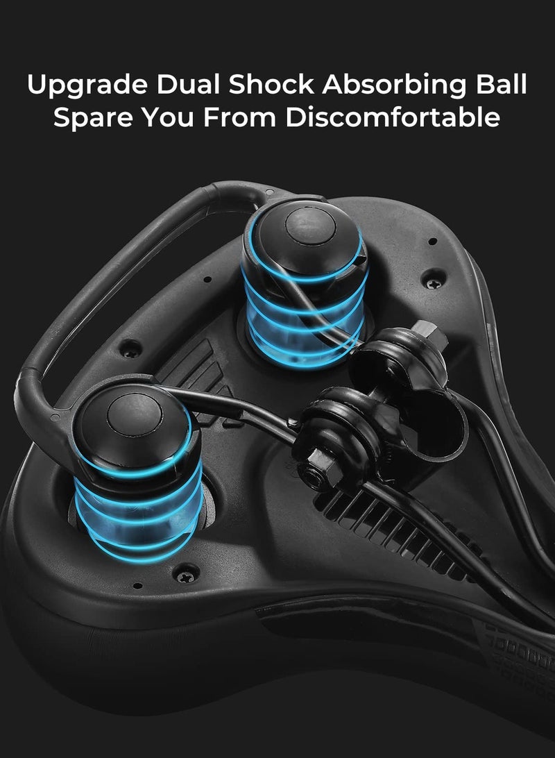 SYOSI Bike Seat for Comfort Men Women, Wide Bicycle Seat Cushion with Gel Memory Foam, Dual Shock Absorbing Ball, Waterproof Soft Bike Saddle Cushion for Peloton, Exercise or Road Bikes - Image 3