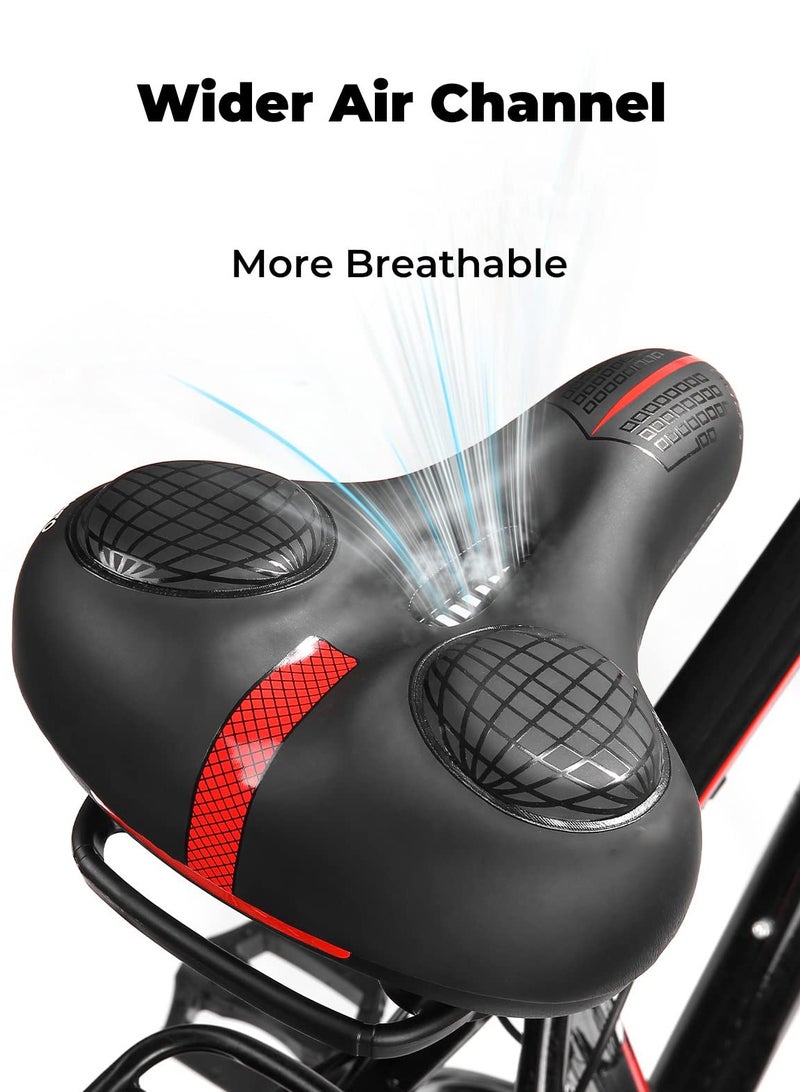 SYOSI Bike Seat for Comfort Men Women, Wide Bicycle Seat Cushion with Gel Memory Foam, Dual Shock Absorbing Ball, Waterproof Soft Bike Saddle Cushion for Peloton, Exercise or Road Bikes - Image 4