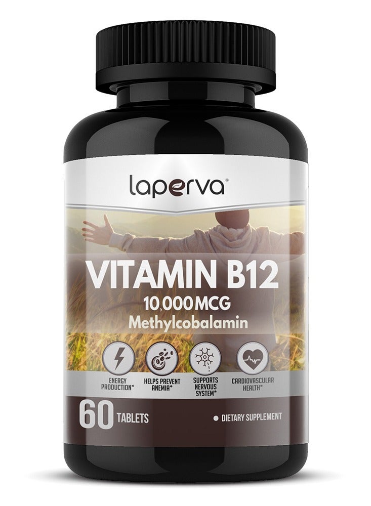 Laperva Vitamin B12 Methylcobalamin 10000 mcg, Supports Nervous System and Cardiovascular Health, 60 Tablets